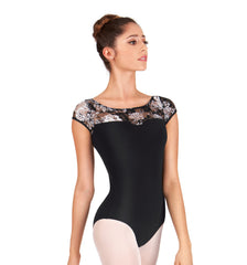 Adult Lace Sweetheart Cap Sleeve Leotard for Women