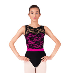 Adult Two-Tone Tank Leotard with Lace Bodice for Women