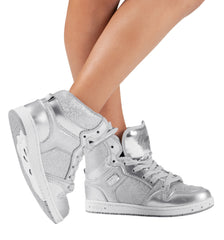 "Glam Pie" Glitter Silver Sneakers for Kids